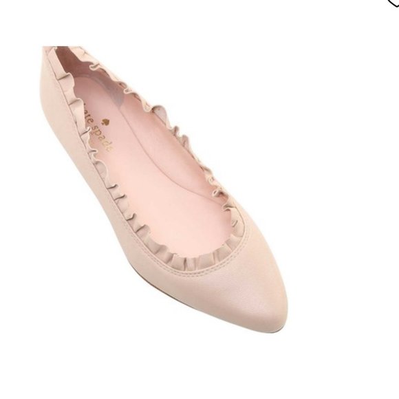 kate spade blush pink Nicole ruffle pointed flats shoes size 6.5 - Picture 1 of 16